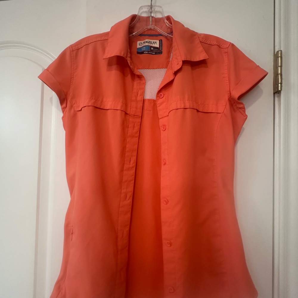 Magellan Outdoors Women's Orange Button-Down Shirt